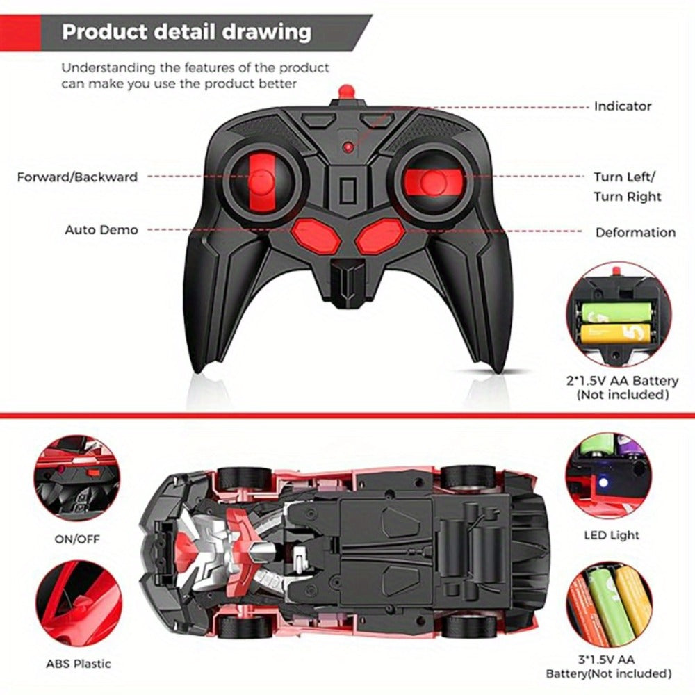 Transforming RC Car for Kids 1:18 Scale, One-Button Deformation Robot Remote Control Stunt Car — image 10