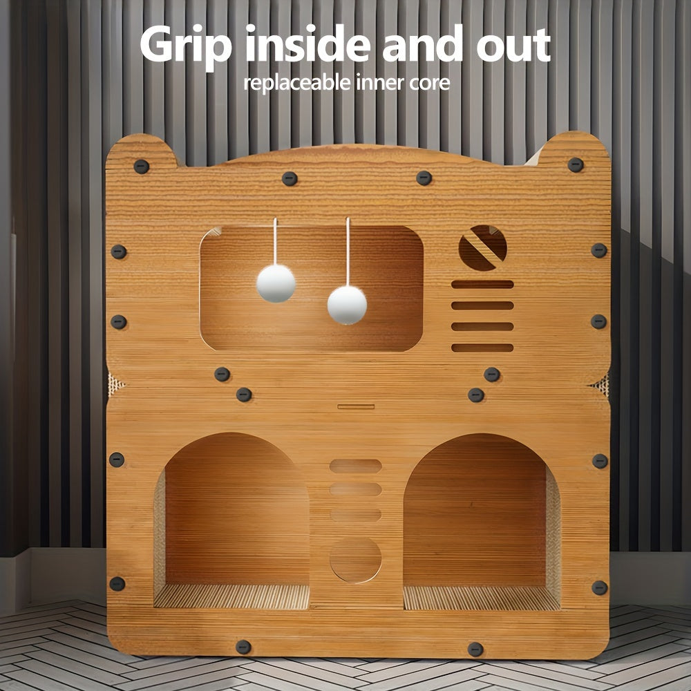 Double- or Three-Level Cat Tree Condo with Wood-Look Panels, Doorway Cutouts and Scratch Liners — image 5