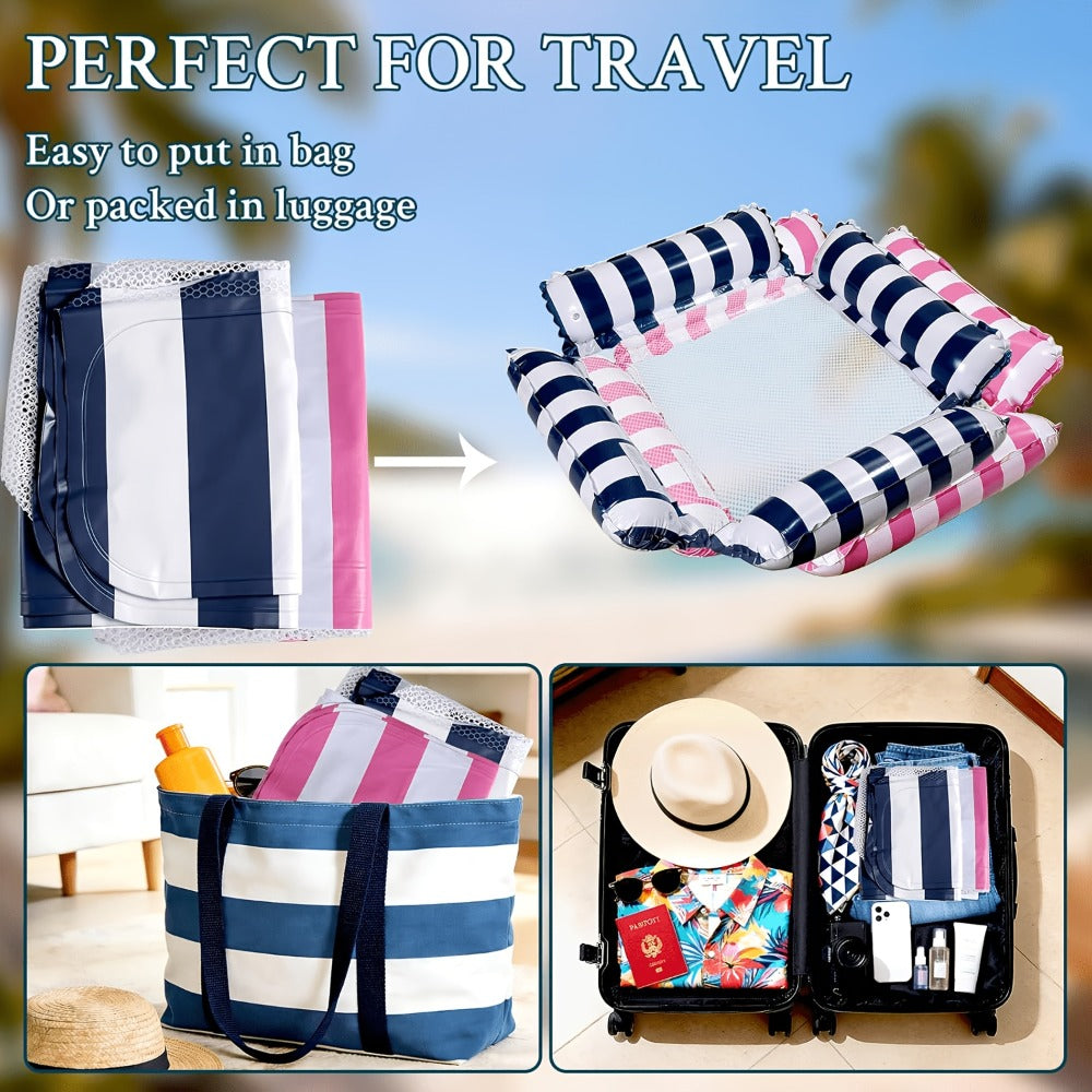 Striped Mesh Pool Float Chair Set, 110cm Size in Blue, Dark Blue, Pink or Mixed Two- and Three-Piece Options — image 5