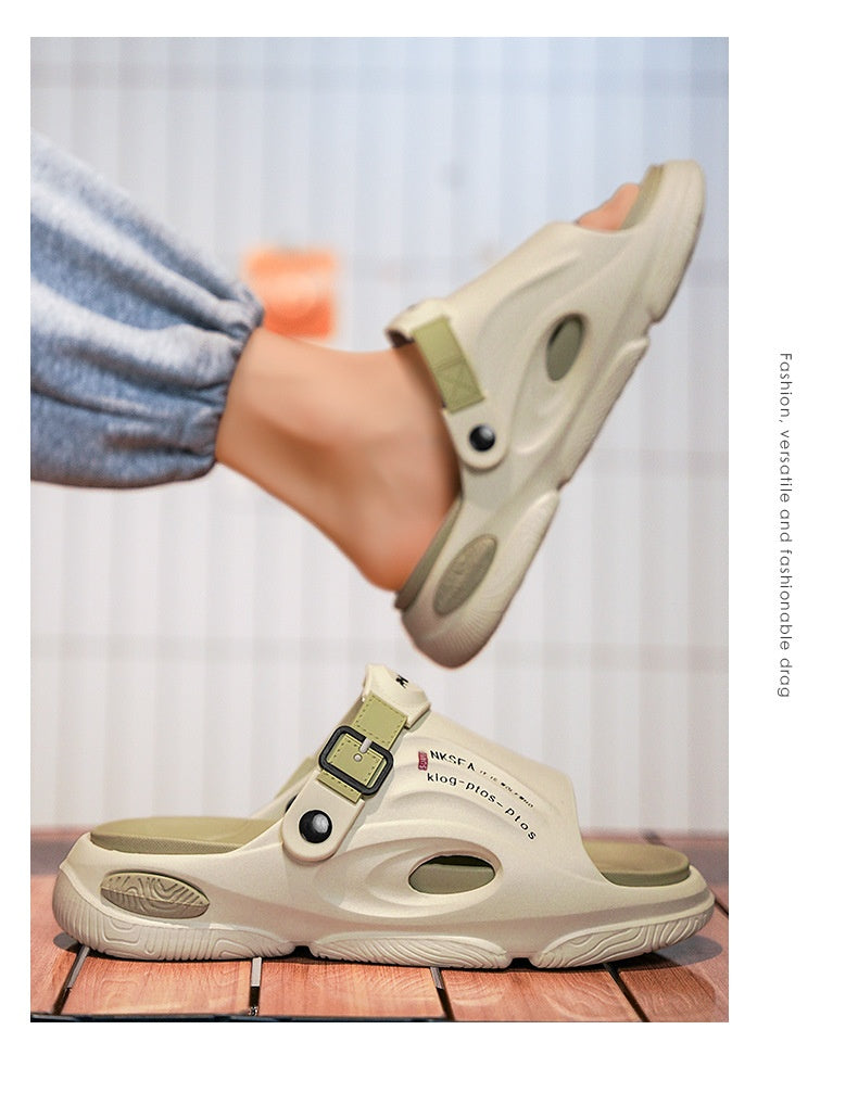 Mens Summer Outdoor Slippers With A Non-slip Step-on-poop Feel
