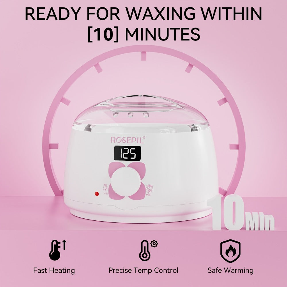 Wax Hair Removal Kit Digital Wax Pot with 6 Wax Bead Packets – Smart Temperature Control Salon-Grade Waxing Set for Body Biki