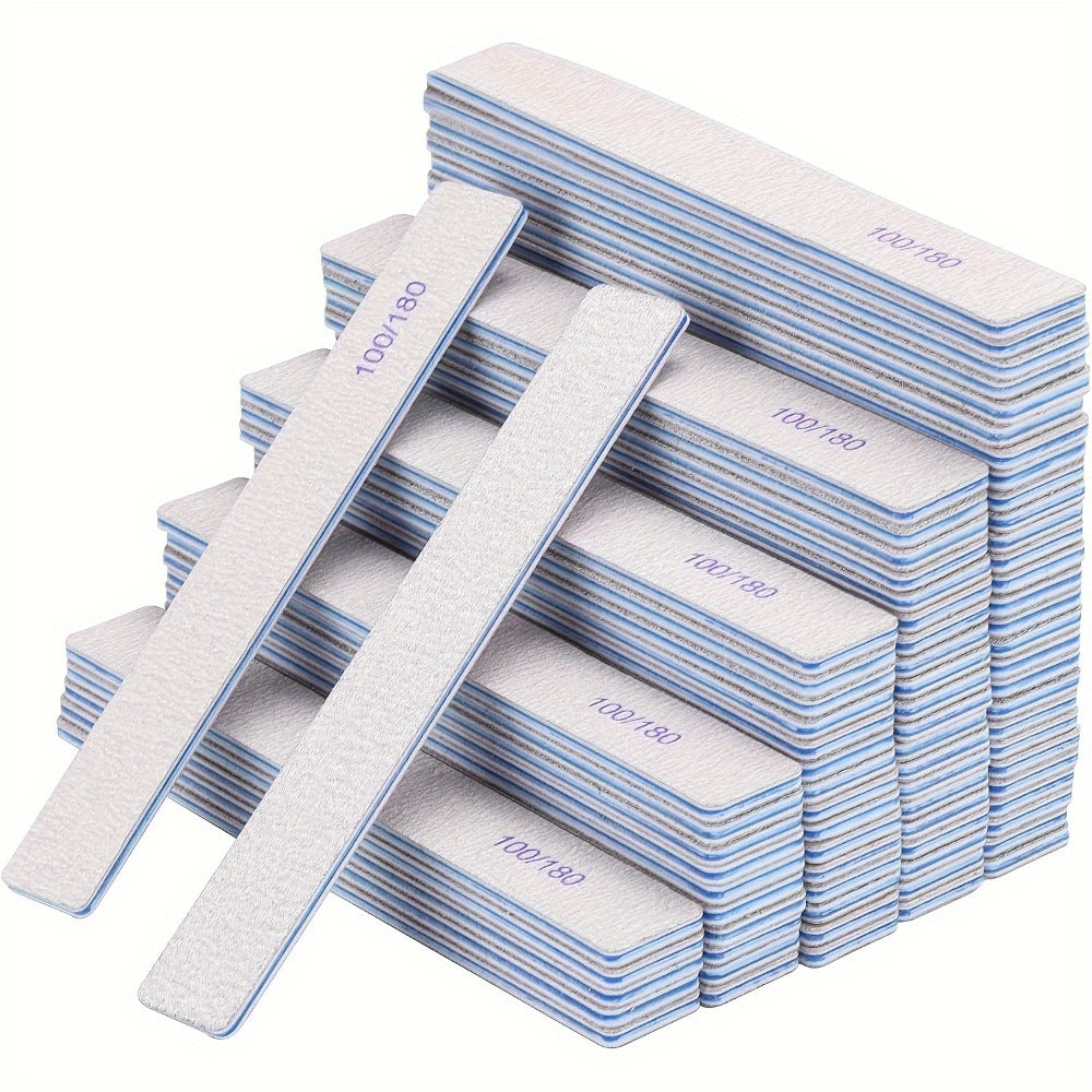 Professional Nail Files 50pcs Bulk Set Double Sided Emery Boards – 80/80, 100/100 & 100/180 Grit Options for Acrylic — image 