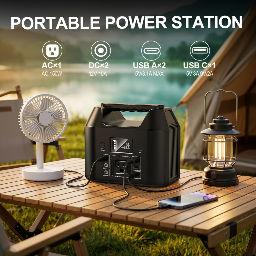 Portable Power Station 576Wh 650W or Compact 150W Configuration with Six Outputs and LED Light — image 6