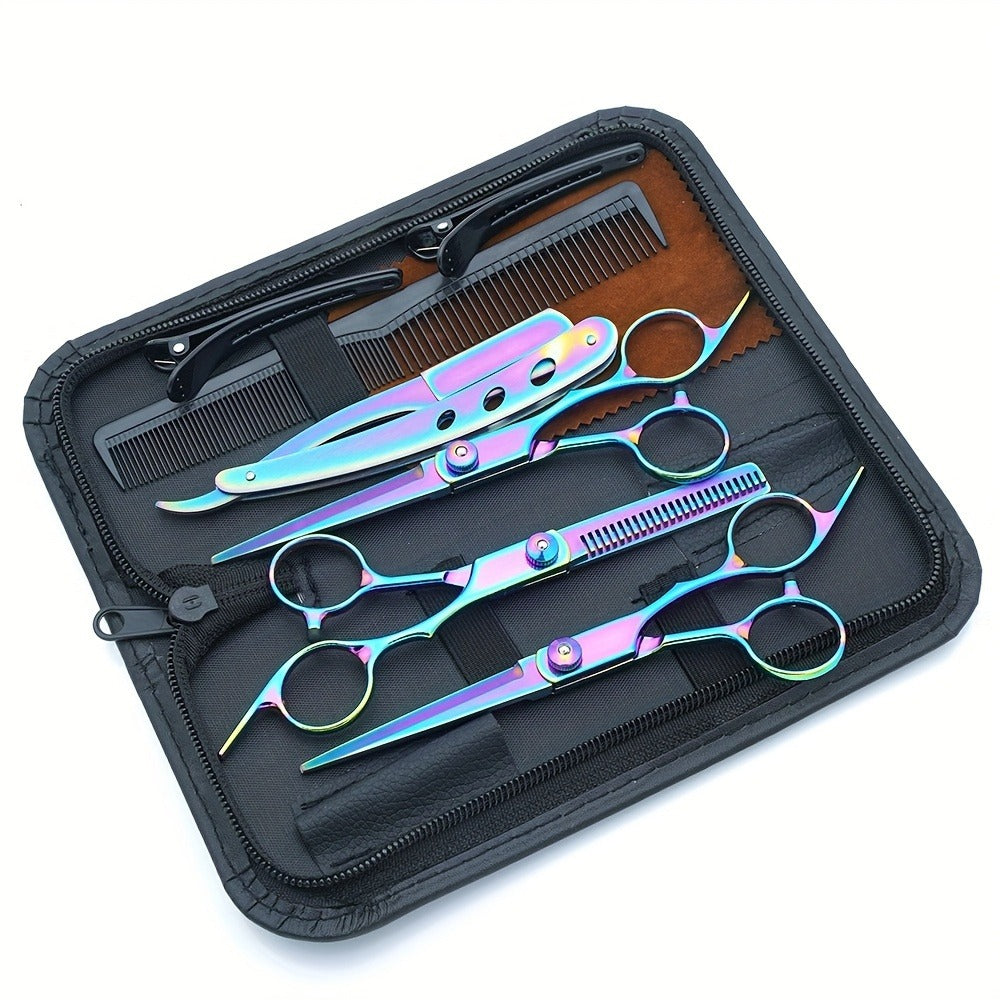 Hair Cutting Scissors Set 6 Inch Stainless Steel with Thinning Shears & Barber Comb – Colorful Professional Hairdressing Shea