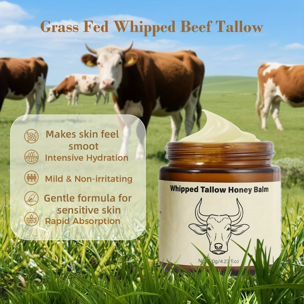 Beef Tallow Cream 4oz with Honey, Natural Fast-Absorbing for Face, Body, Hair & Dry Cracked Skin — image 2