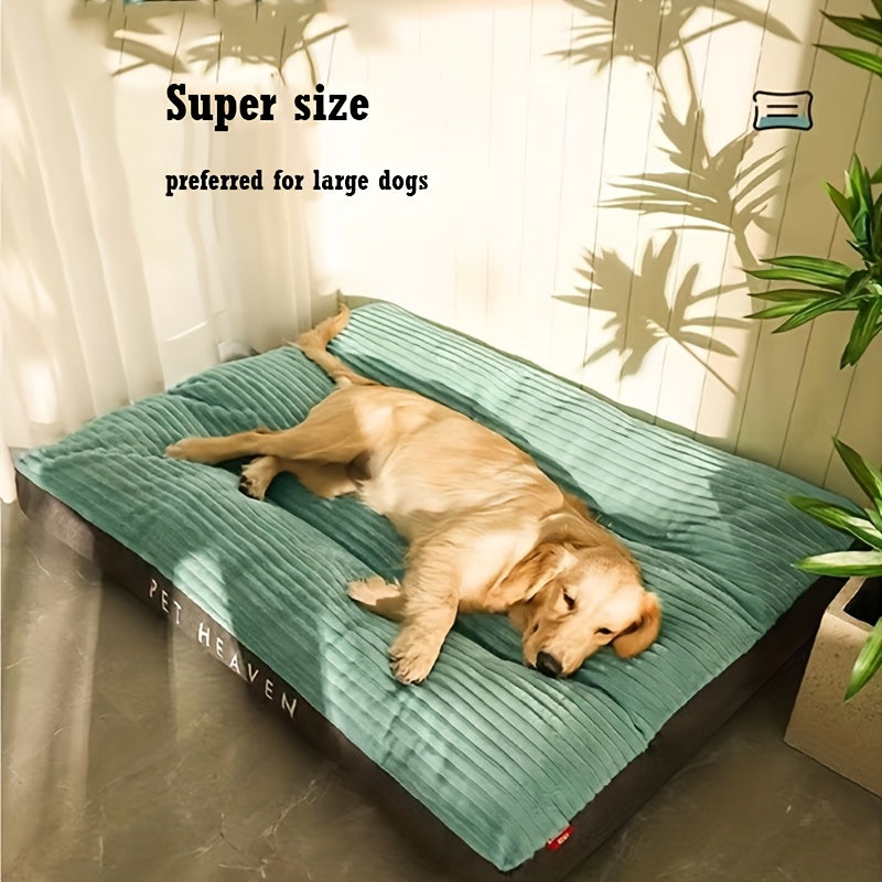 Green Stripe Dog Bed Mattress with Polyester Fiber Cushion, Removable Washable Cover and XL or XXL Size — image 4