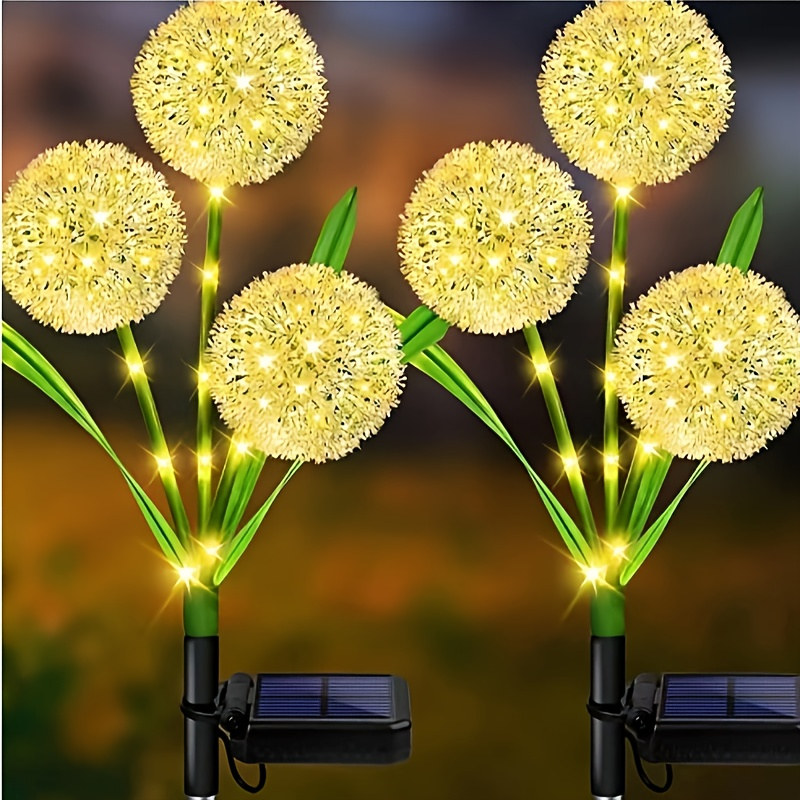 Three-Stem Solar Globe Garden Lights with Dandelion-Style Heads in Warm or Multicolor Options — image 8