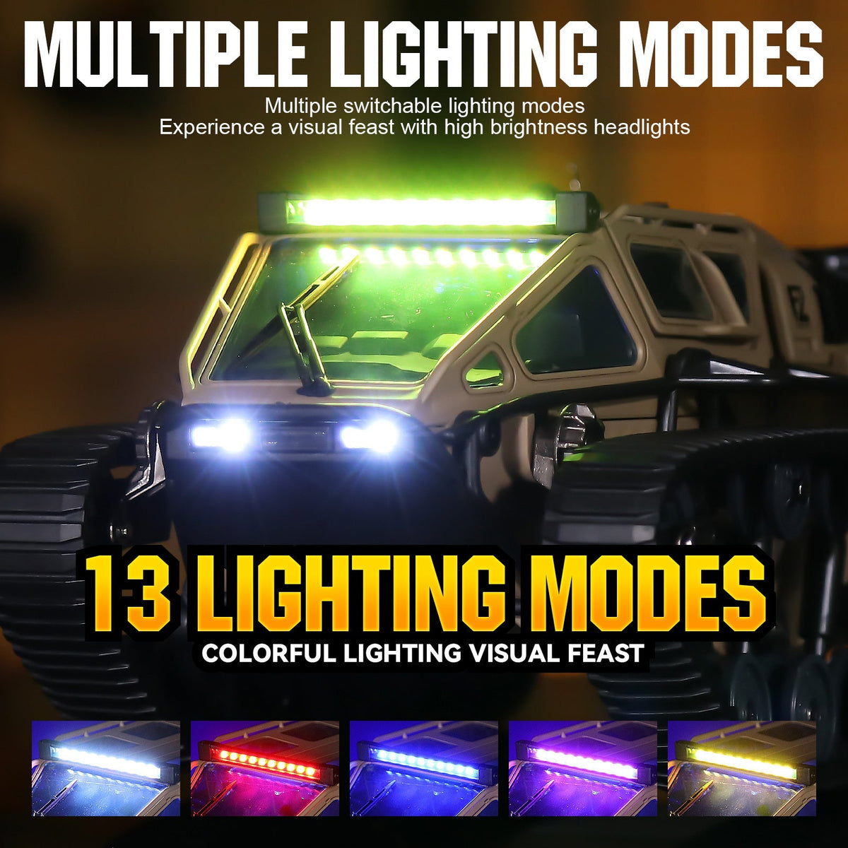 Full-Proportional RC Tracked Tank with LED Lights, Alloy Door Open Military War Vehicle Off-Road Remote Control Tank for Kids