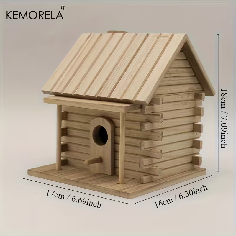 Wooden Bird Nest Breeding Box for Parrots & Small Birds – Hanging Outdoor Cage Accessory, Natural Solid Wood Birdhouse — imag