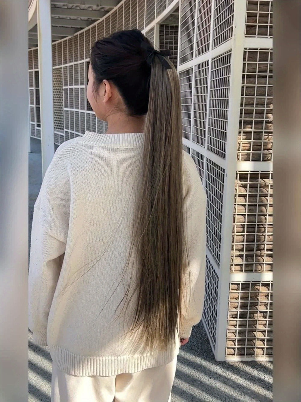 Hair Extensions Straight 34-Inch Synthetic Ponytail with Ribbon Wrap and Five Mixed or Natural-Tone Colors — image 11