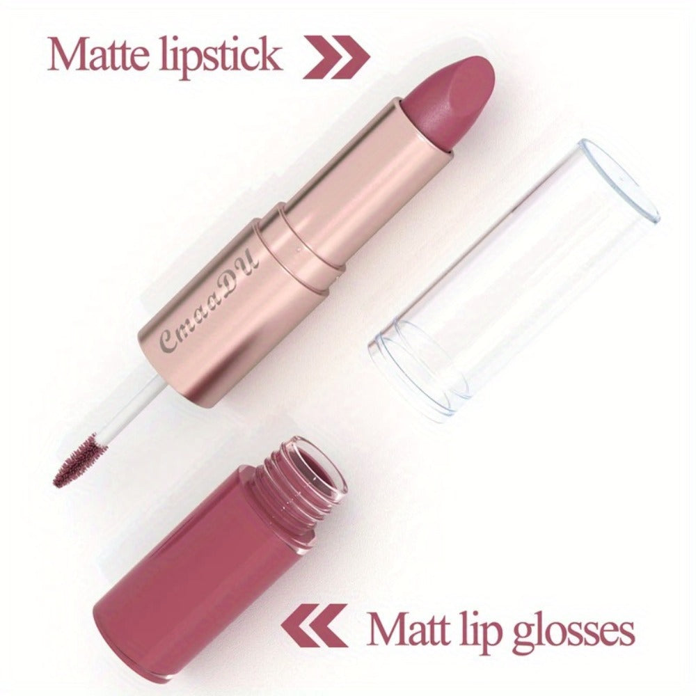 Dual-Ended Matte Lipstick & Lip Gloss Set 4pcs, 2-in-1 Velvety Lip Color, Non-Drying Comfortable Formula — image 9