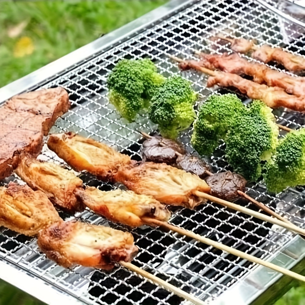 BBQ Skewers Stainless Steel 18 Piece Set Reusable Flat Metal Grill Skewers Anti-Spin for Kebab, for Grilling, Camping and Out