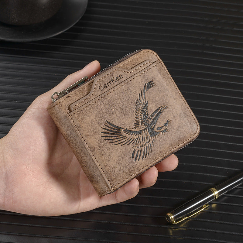 Short Retro Embossed New Horizontal Men's Wallet