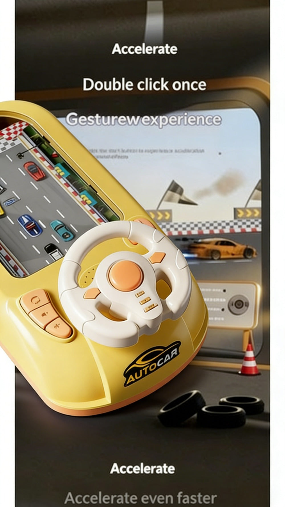 Electronic Racing Steering Wheel Game Toy with 200 Pictured Levels, Two Speeds and Yellow or Green Options — image 19