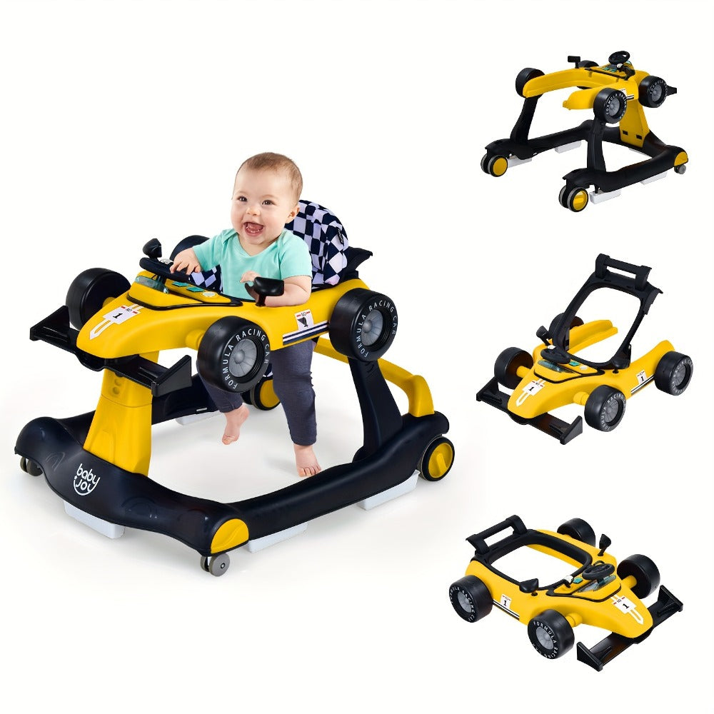 4-in-1 Foldable Baby Walker with Activity Toy Tray & Adjustable Height, Sit-to-Stand Push Walker for Infants & Toddlers — ima