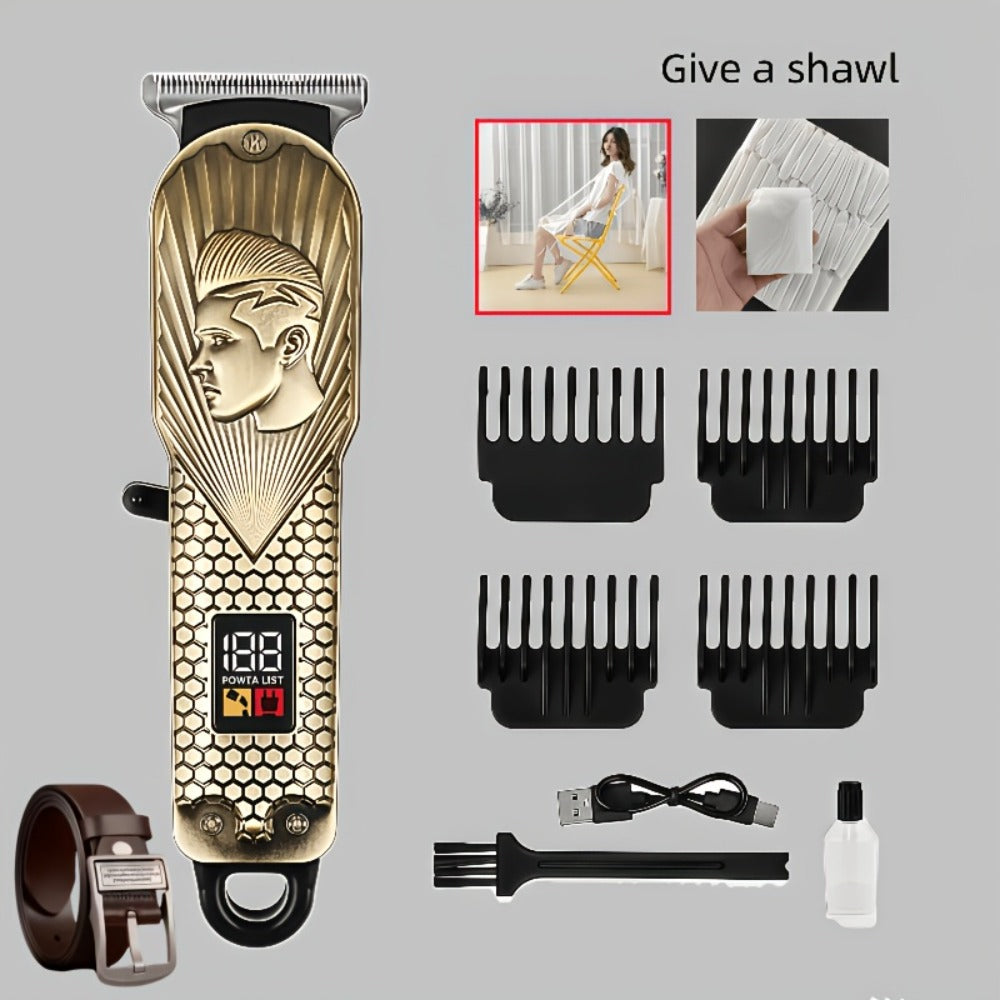 JH702 Hair Clipper Set with DC01 Fashion Belt, Digital Display, USB Charging and Two Engraved Design Options — image 12