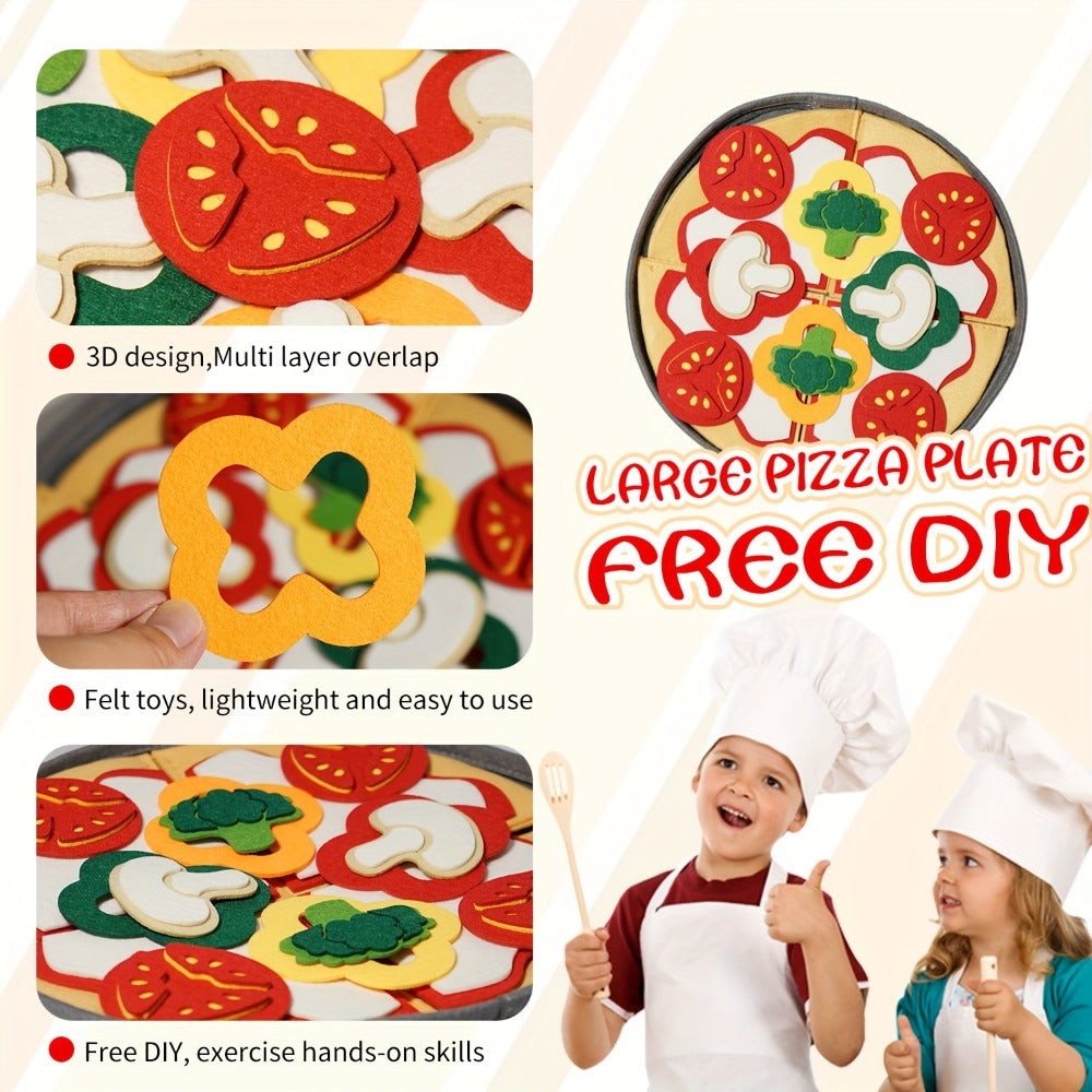 41-Piece Felt Pizza Pretend Play Set with 11.4-Inch Plate, Four Slices and Assorted Toppings — image 6