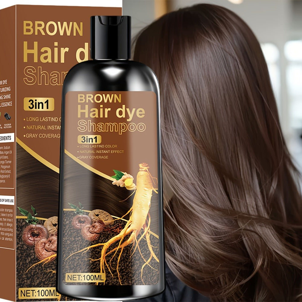 Plant Extract Hair Coloring Shampoo 100ml 3.38oz, Deep Scalp-Safe Gray & White Hair Coverage, Botanical Color — image 7