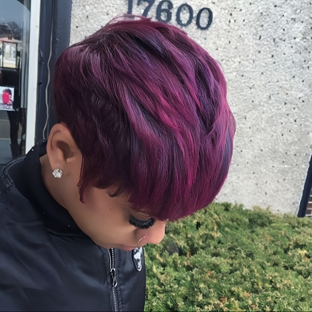 Synthetic Wig 4-Inch Layered Pixie Cut with Bangs in Six Color-Code Options for Cosplay with Model-Specific Color, Length and