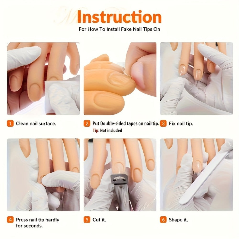 Silicone Nail Practice Hand Model with Desktop Stand – Flexible Realistic Fake Hand for Nail Art Training — image 4