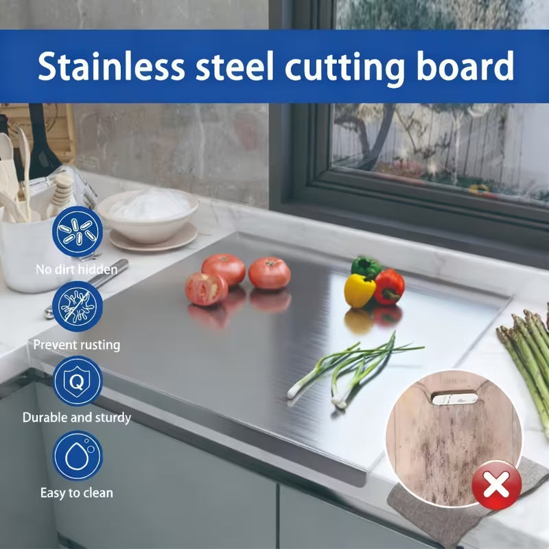 Stainless Steel Kitchen Cutting Board with Dough Kneading Surface