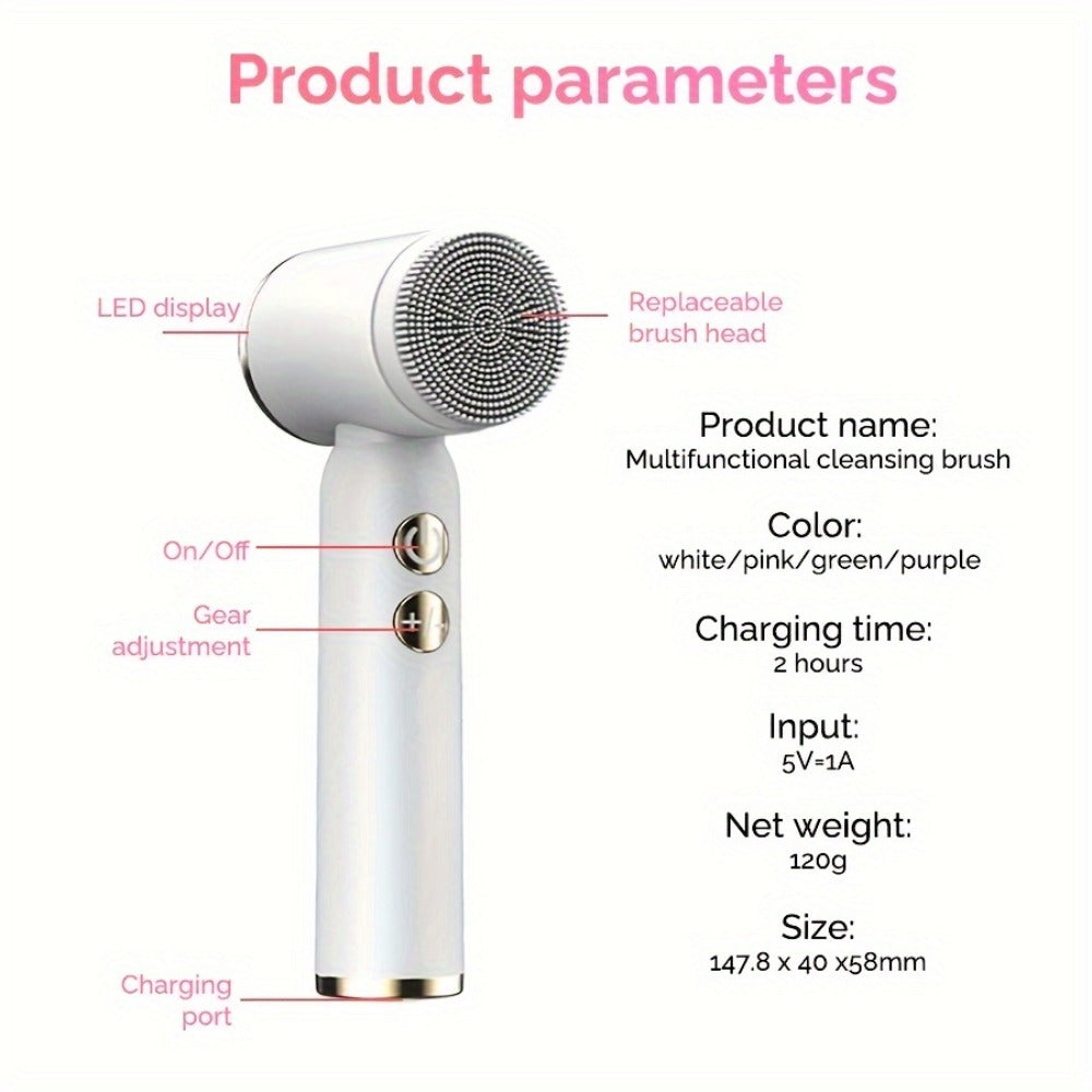 EMS Microcurrent Face Massager Device V-Face Lifting Double Chin Reducer Neck Rejuvenation 6-in-1 Brush Heads for Home or Sal