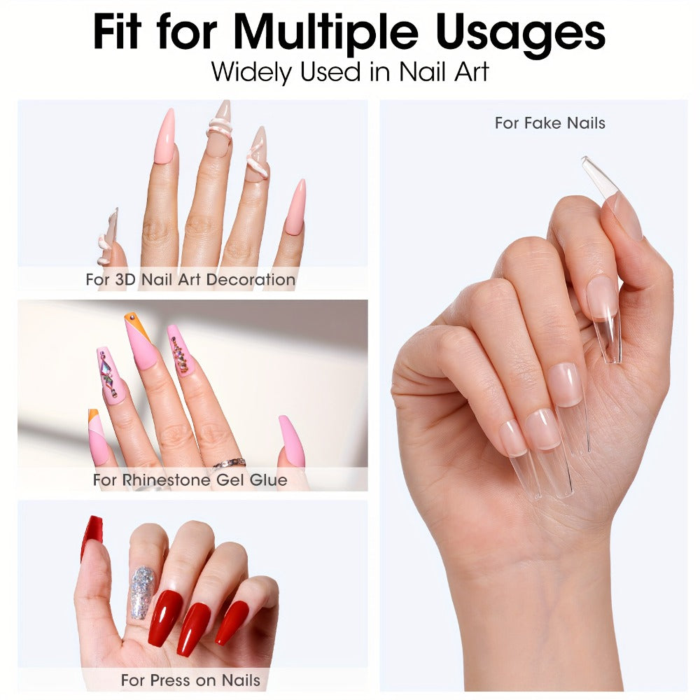 Solid Gel Nail Glue Kit with Mini LED Lamp – 8g UV Cure Gel Glue 28+ Days Long-Lasting Bond for Press On Nails Acrylic Tips R