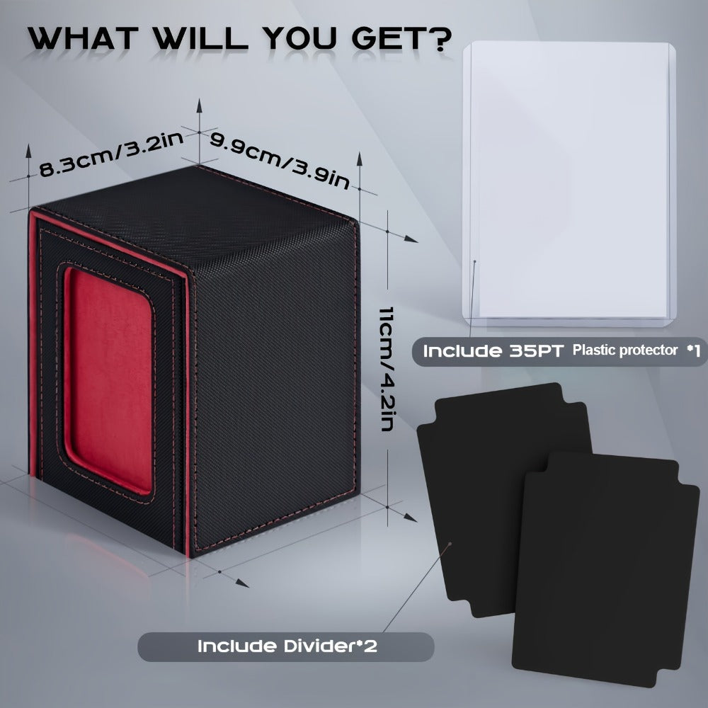Windowed Trading Card Deck Box with Two Dividers and Five Black Accent Color Options for Organized Storage — image 2