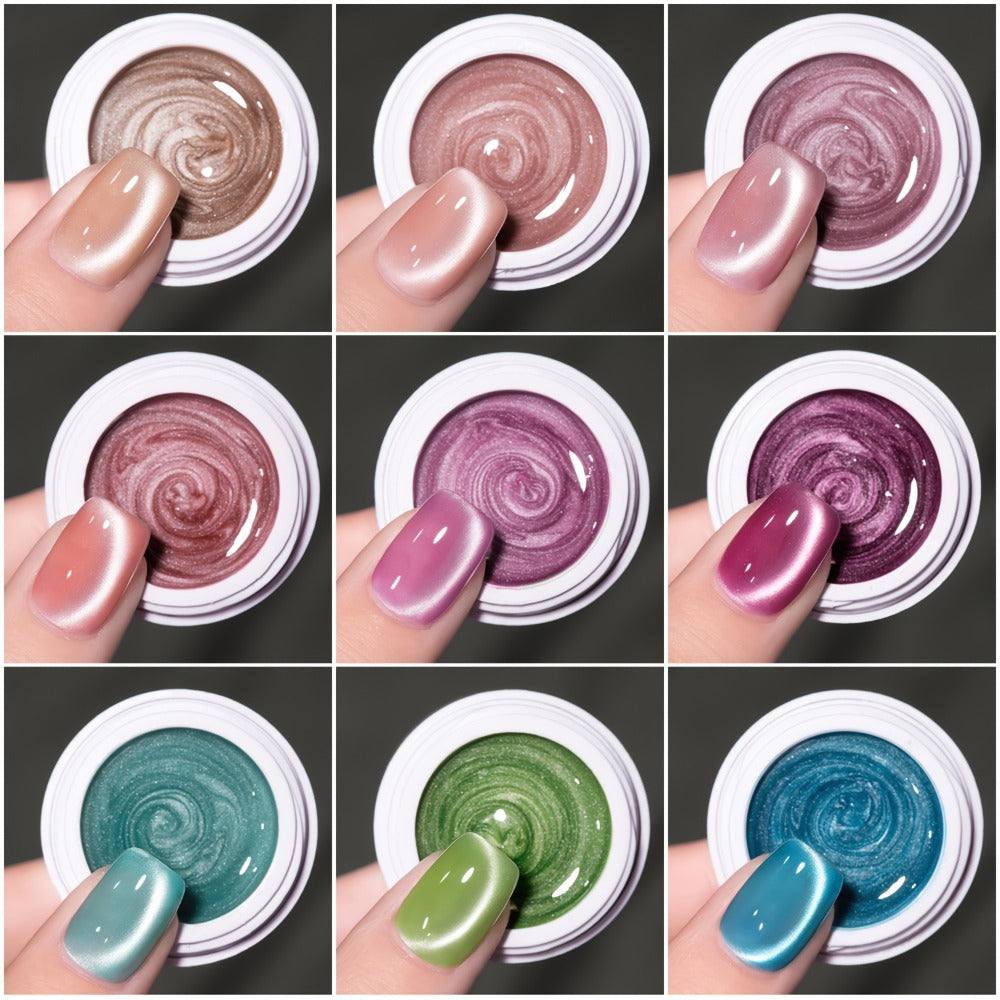 Nine-Color Cat Eye Gel Polish Jar Set with MORDDA Flower Order Shades and Included Magnetic Tool — image 11