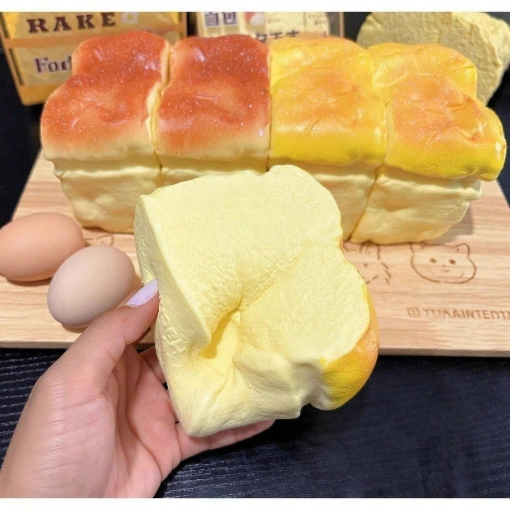 Slow Rise Bread Squishy Toy 2-Pack, Squeeze Fidget Sensory Toys for Anxiety & Stress, TPU Foam, Mixed Color Light & Dark — im