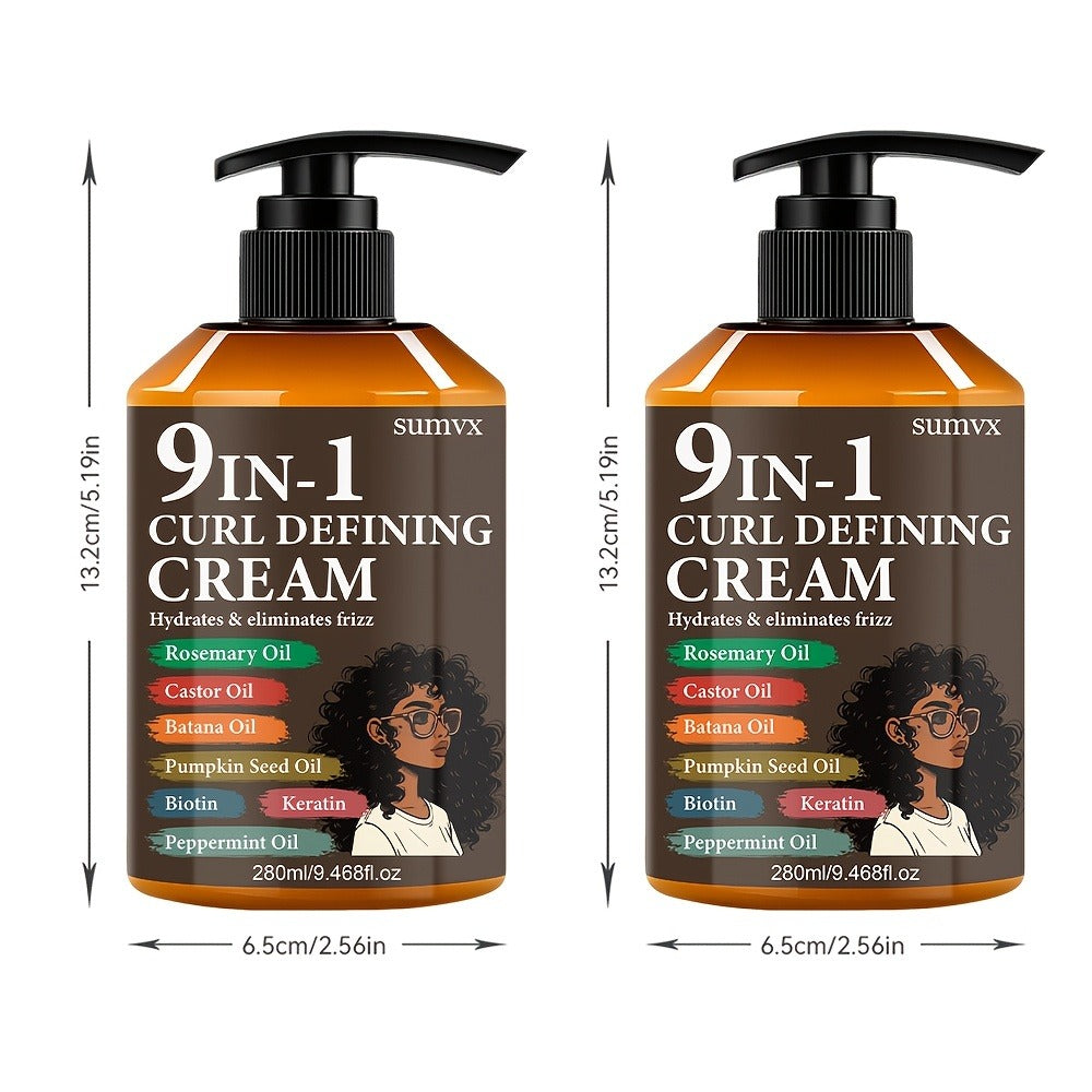 9-in-1 Curl Defining Cream by SUMVX in a Two-Pack of 280ml Pump Bottles with Seven Front-Label Ingredients — image 4