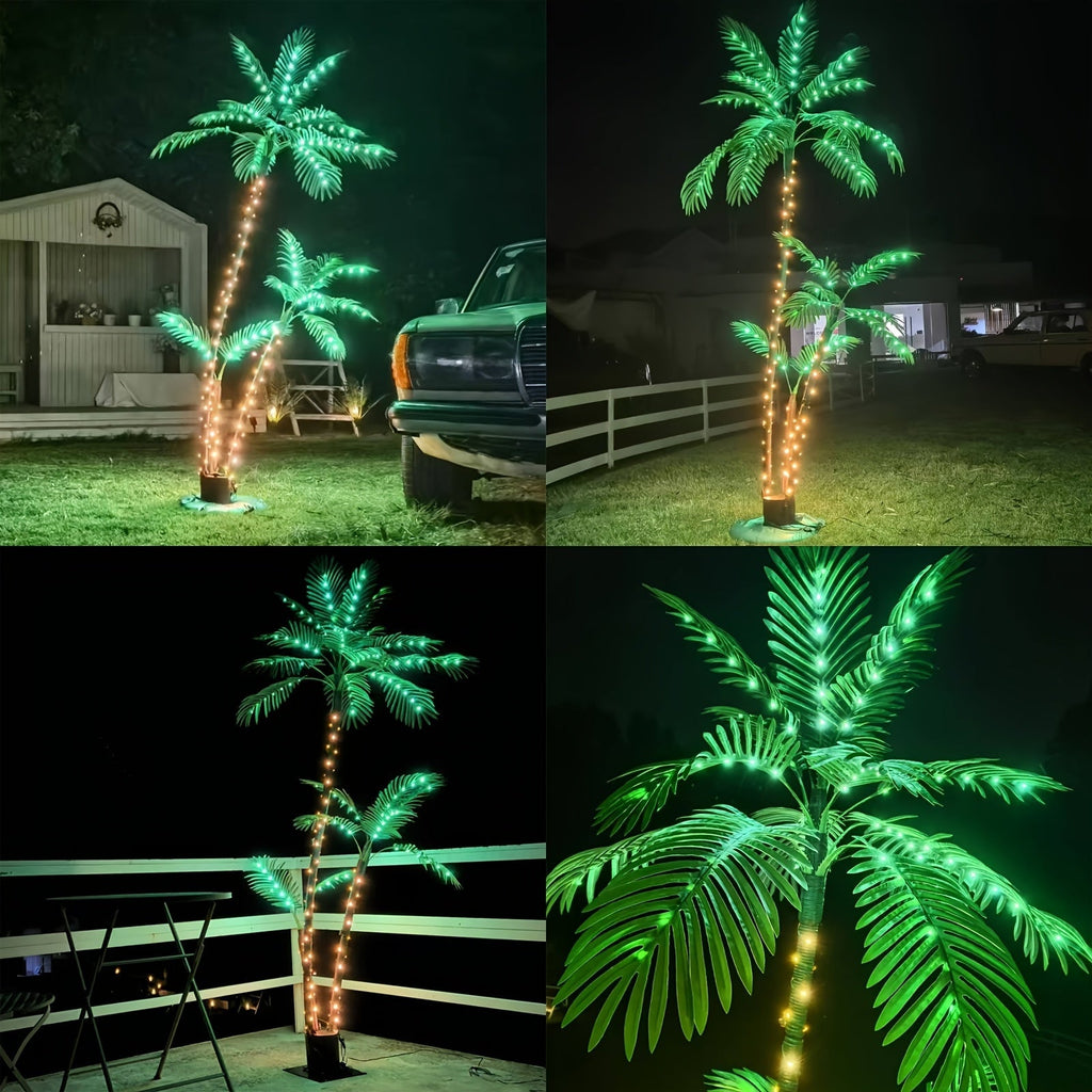 Solar Palm Tree Light 7ft 260 LED Outdoor Patio Tropical Decor Waterproof — image 3