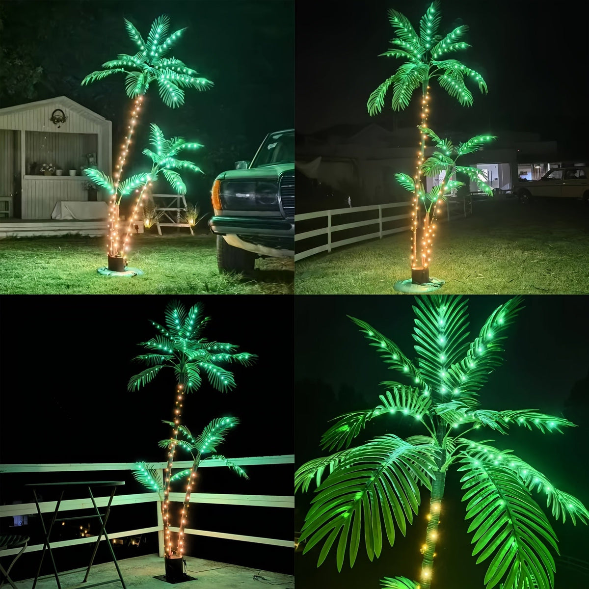 Solar Palm Tree Light 7ft 260 LED Outdoor Patio Tropical Decor Waterproof — image 3