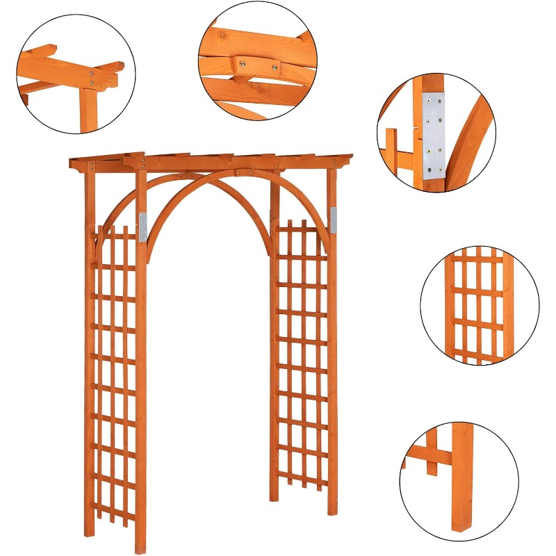 Teak Wood Pergola Arbor 85" Wedding Arch Garden Climbing Trellis for Garden, Patio and Yard Use — image 5