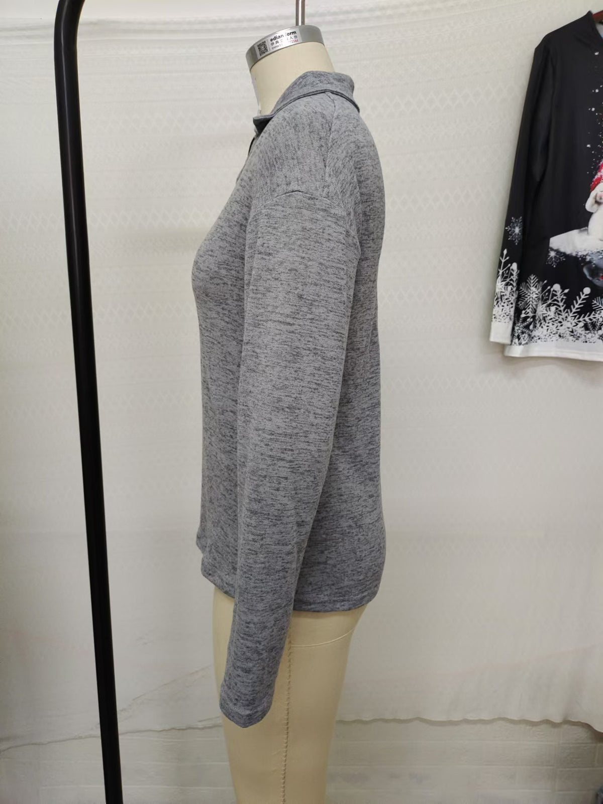 Fabric Lapel Zipper Casual Long Sleeve Women
