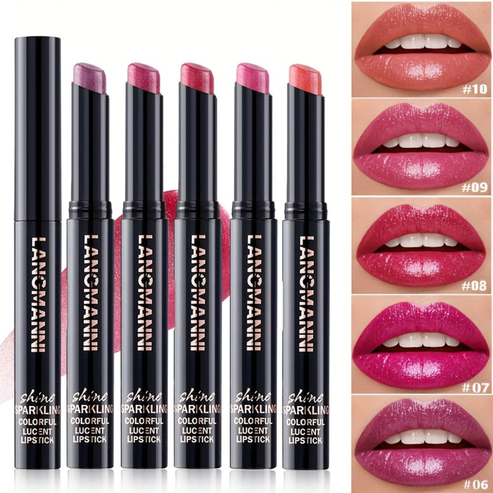 Lipstick Set, LANCMANNI 5-Color Angled-Tip Shine Collection with Two numbered shade-group Options — image 2