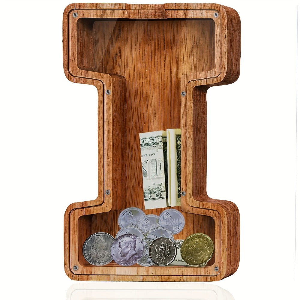 Personalized Wooden Piggy Bank for Kids – A-Z Alphabet Letter Initial Coin & Bill Savings Bank for Boys & Girls — image 17