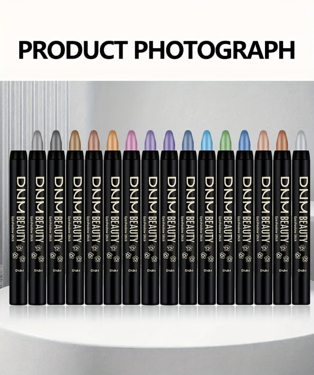 Gel Eyeshadow Stick Pencil Set 16 Colors Pearl Shimmer Matte Blendable Eye Makeup Crayons, for Makeup, Travel and Everyday Va