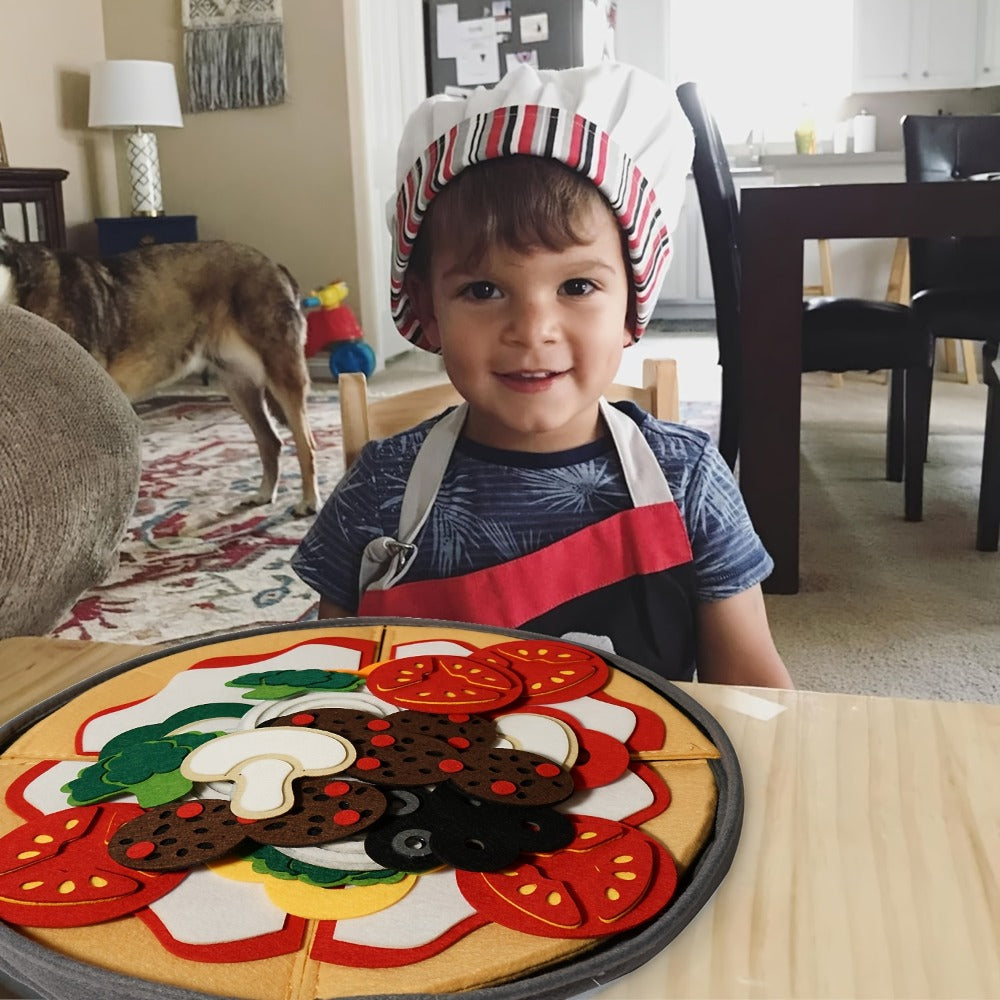 41-Piece Felt Pizza Pretend Play Set with 11.4-Inch Plate, Four Slices and Assorted Toppings — image 4