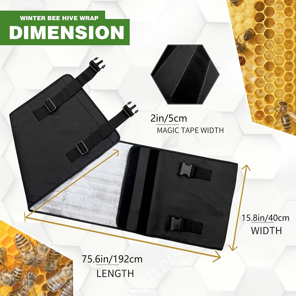 Black Beehive Winter Insulation Wrap with Adjustable Buckle Straps in 192 x 40 or 60 cm Sizes — image 4