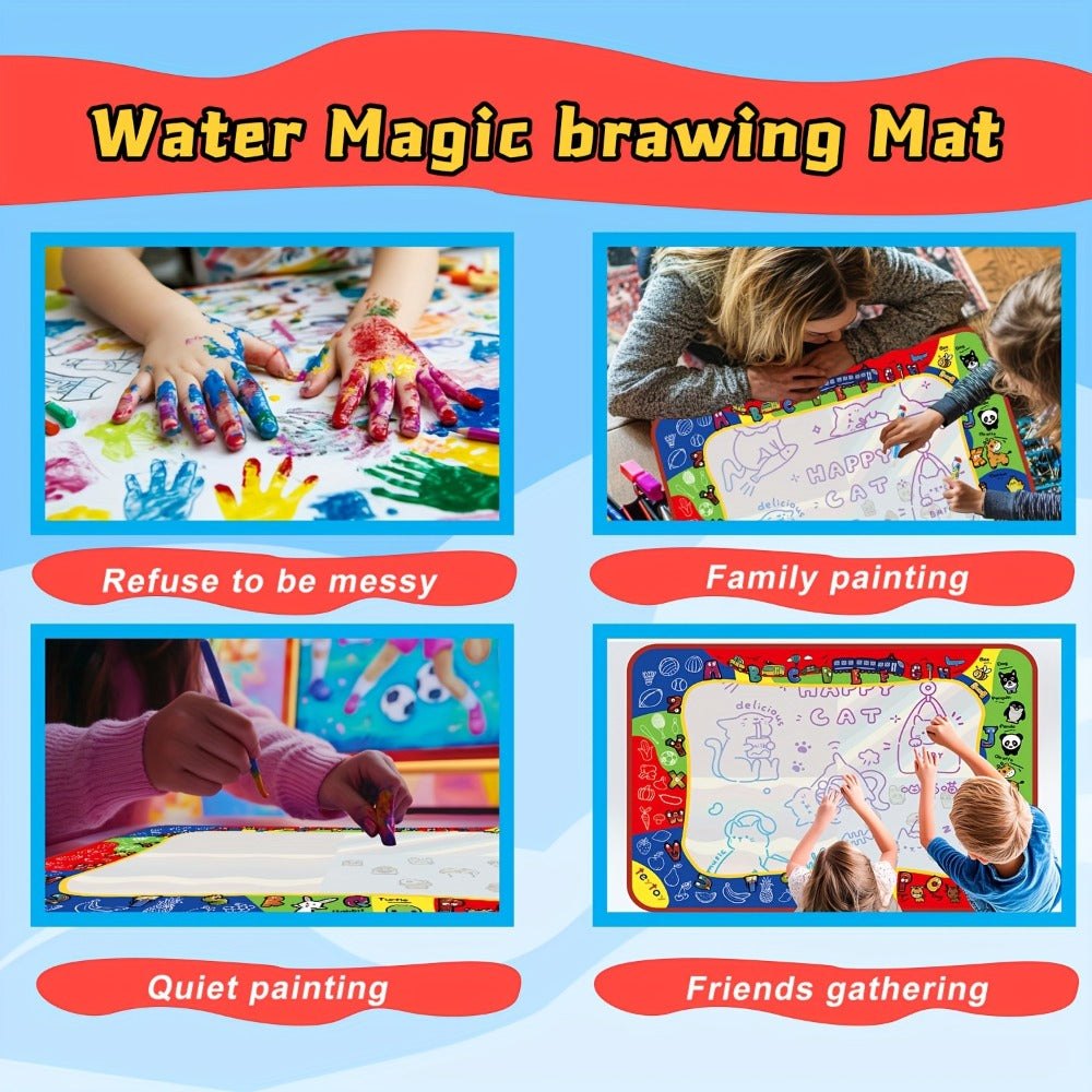 Reusable Water Doodle Mat for Kids with 2 Water Pens, Large Size Mess-Free Drawing Pad, Educational Art Toy — image 9