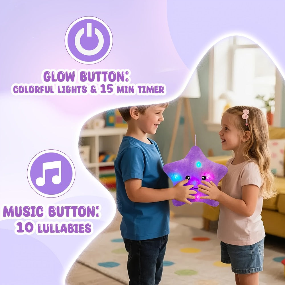 Purple Musical Star Plush Night Light with Color-Changing LEDs, 10 Lullabies, 15-Minute Timer and 13-Inch Design — image 5