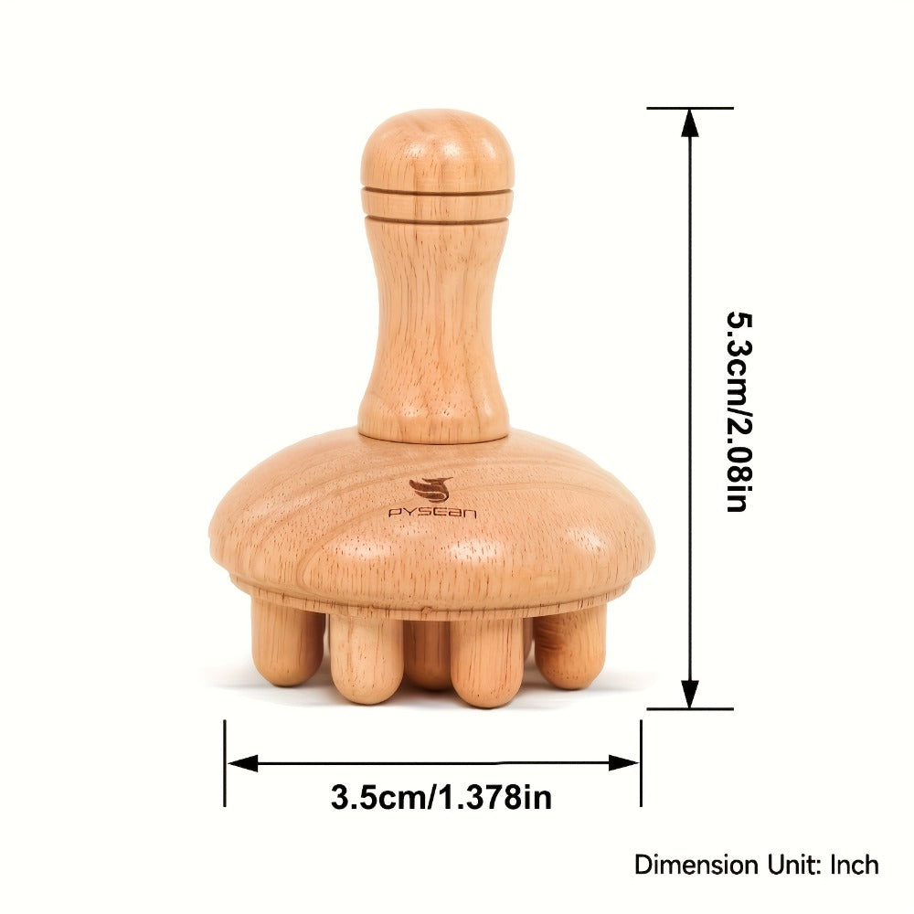 Wooden Mushroom Massager for Anti-Cellulite & Lymphatic Drainage, Ergonomic Hand-Held Wood Body Massage Tool — image 3