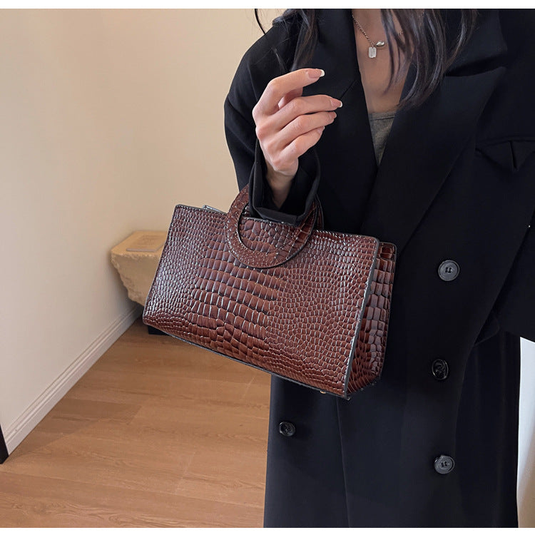 Fall Winter Fashion Retro Handbag Stone Texture Niche Bag Simple Women
