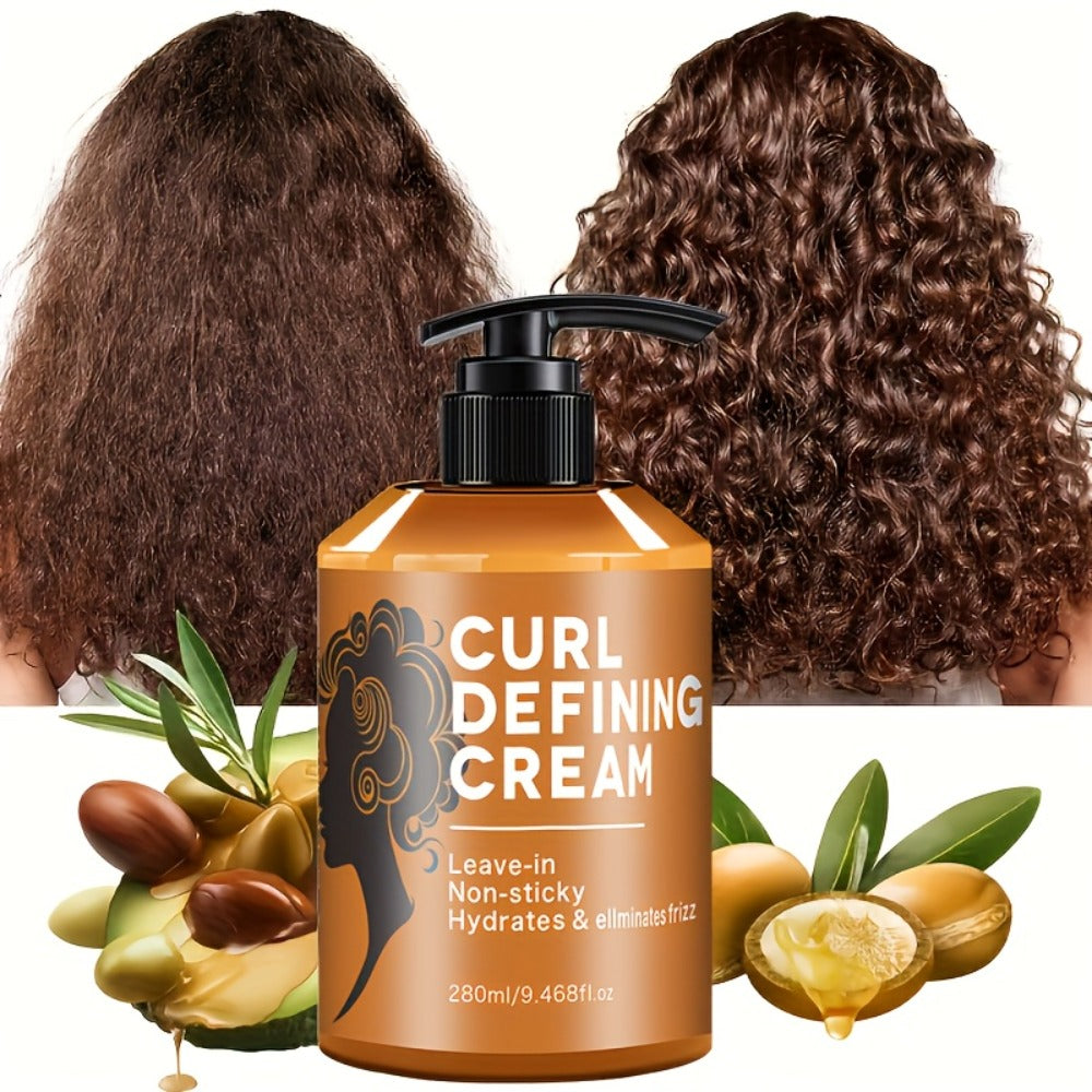 280ml Curl Styling Cream with Argan and Jojoba Oils in an Amber Leave-In Pump Bottle for Wavy Hair — image 4