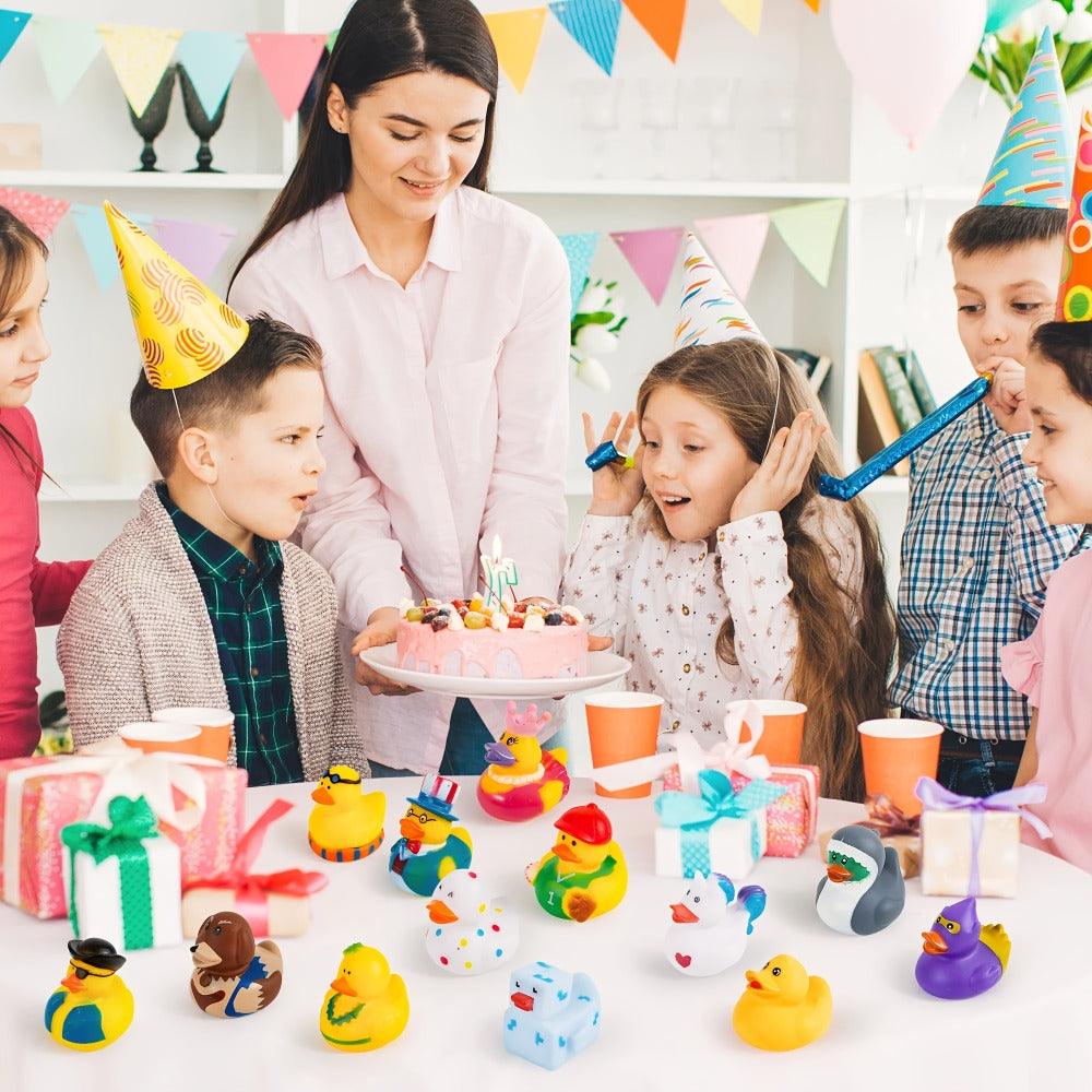 30-Piece Mini Duck Bath Toy Assortment with 2-Inch Character Designs and Mesh Storage Bag Pictured — image 4