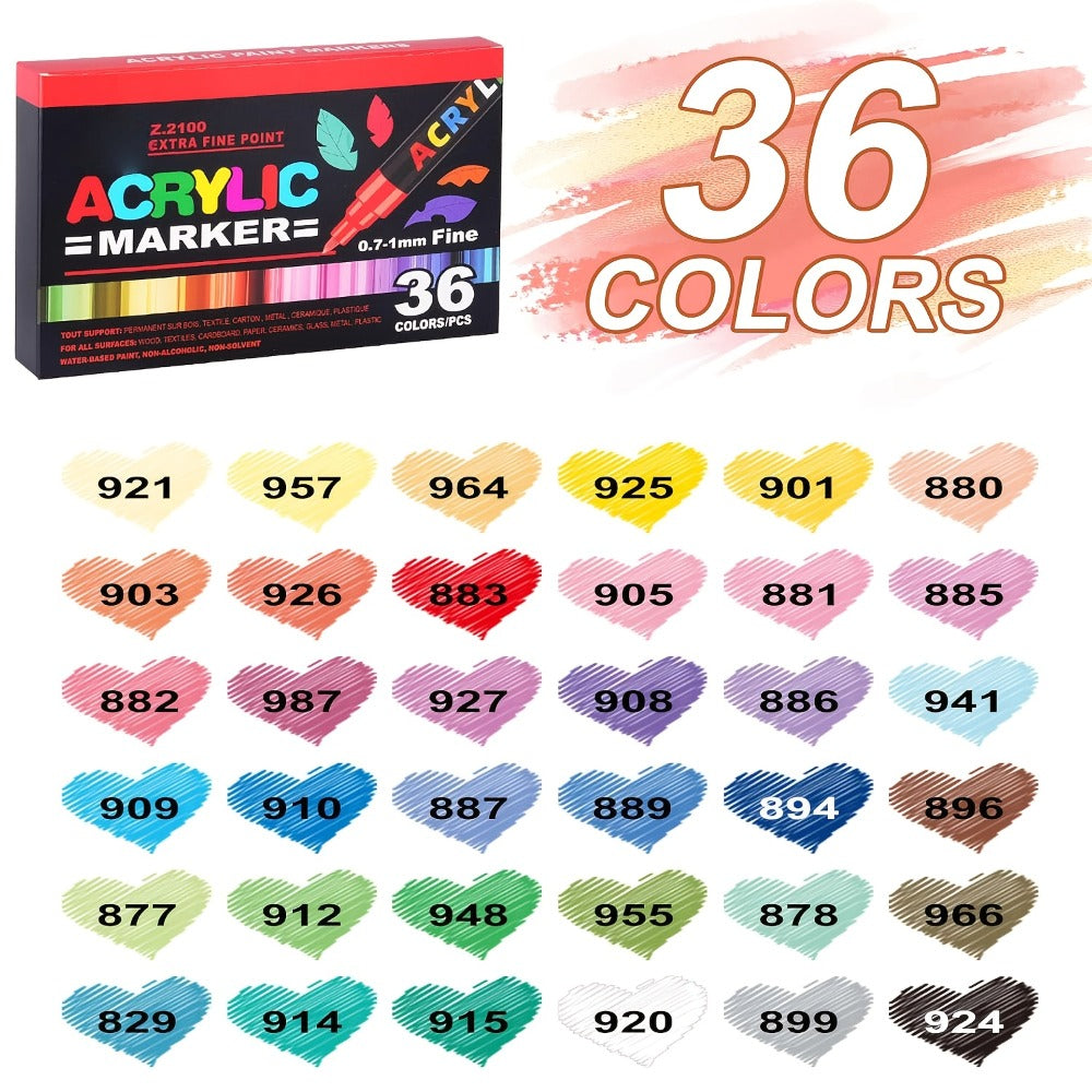 Soft Brush Acrylic Paint Pen Set with Clear Barrels in 12-, 36-, 60-, 80- or 120-Color Checkout Options — image 13