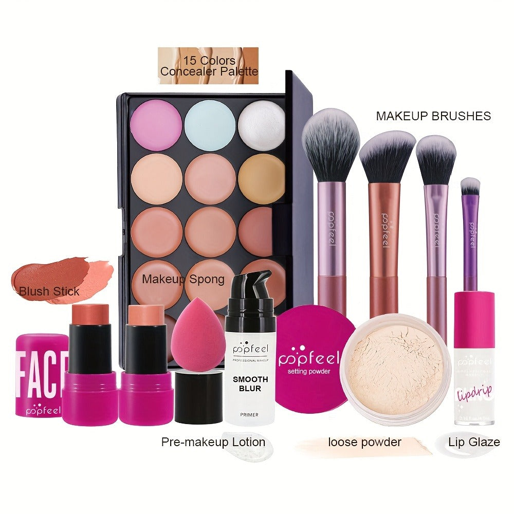 Makeup Gift Set Box for Women Teens – Eyeshadow Palette Blush & Foundation Waterproof Long-Lasting Complete Beauty Cosmetic K
