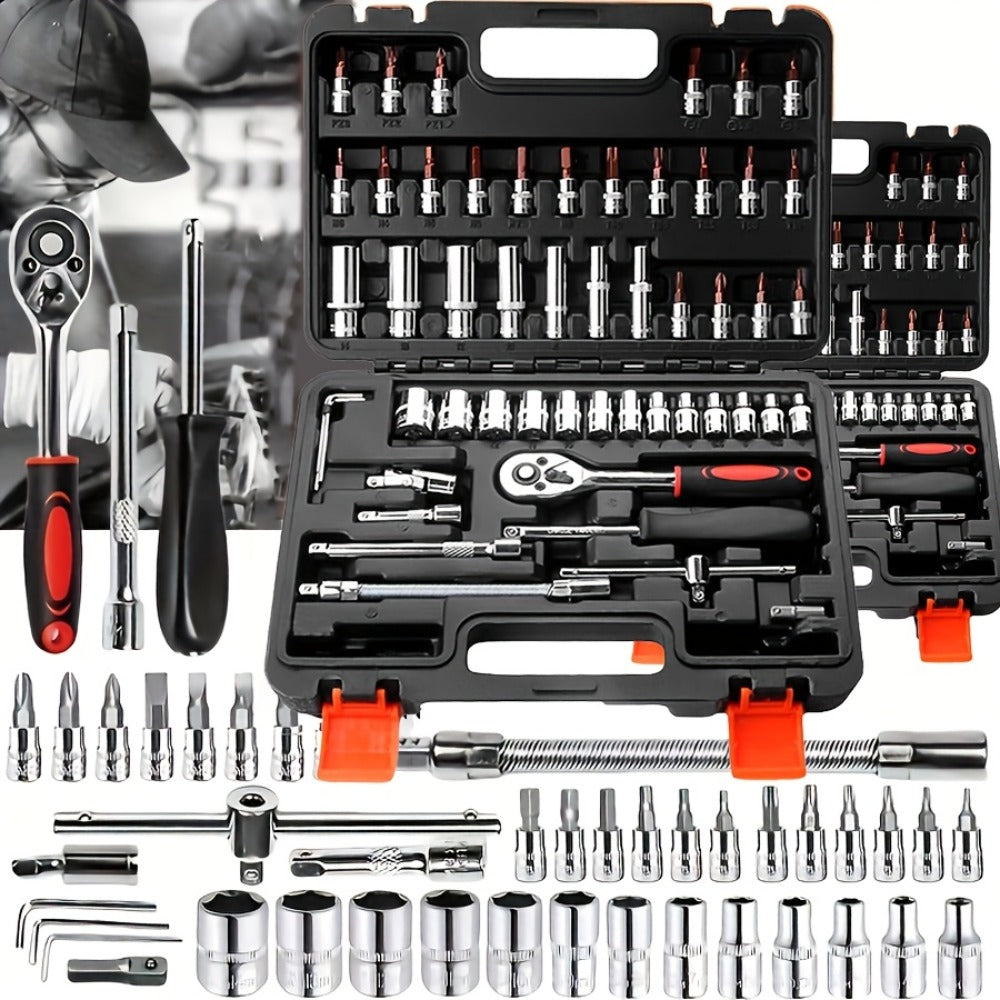 Emergency Vehicle Repair Tool Kit 45 to 171-Piece – Multi-Function Combination Wrench Set for Car, Bicycle & Motorcycle Outdo