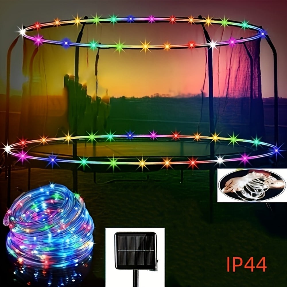 Solar Powered LED Trampoline Lights Colorful Rope Lights for 8-16 Ft Trampolines 8 Dynamic Modes IP65 Waterproof Outdoor Back